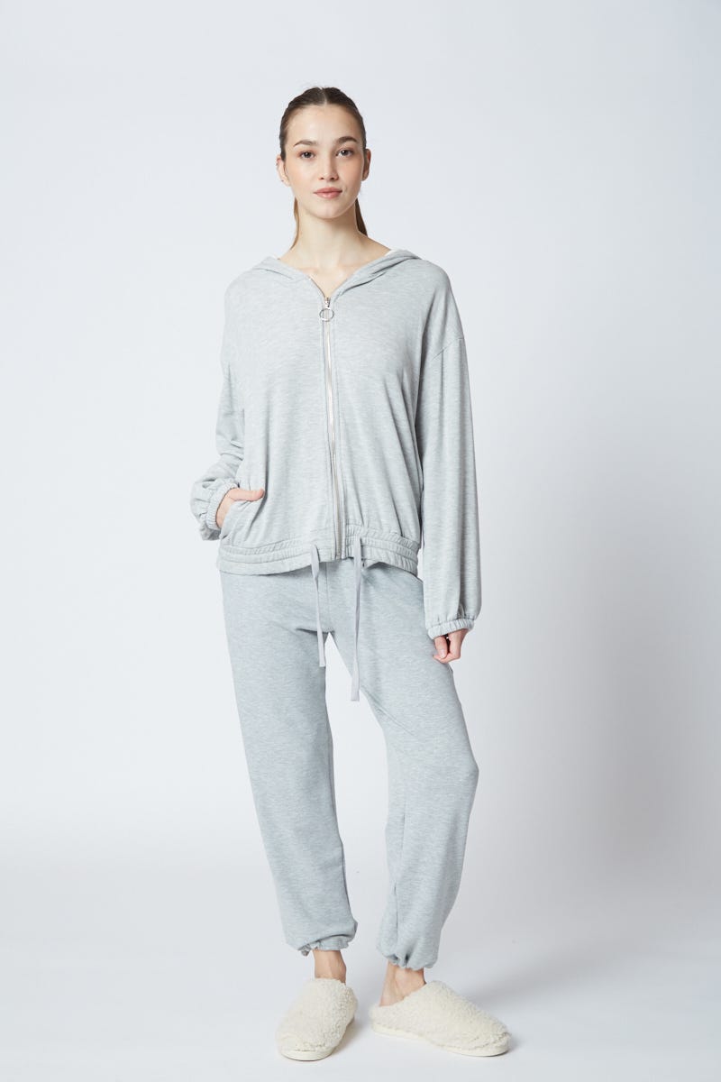 Campera con Capucha Gris Melange