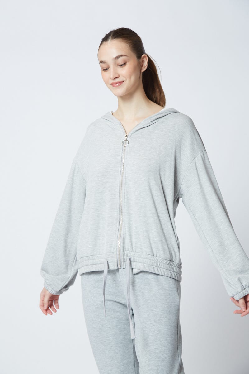 Campera con Capucha Gris Melange