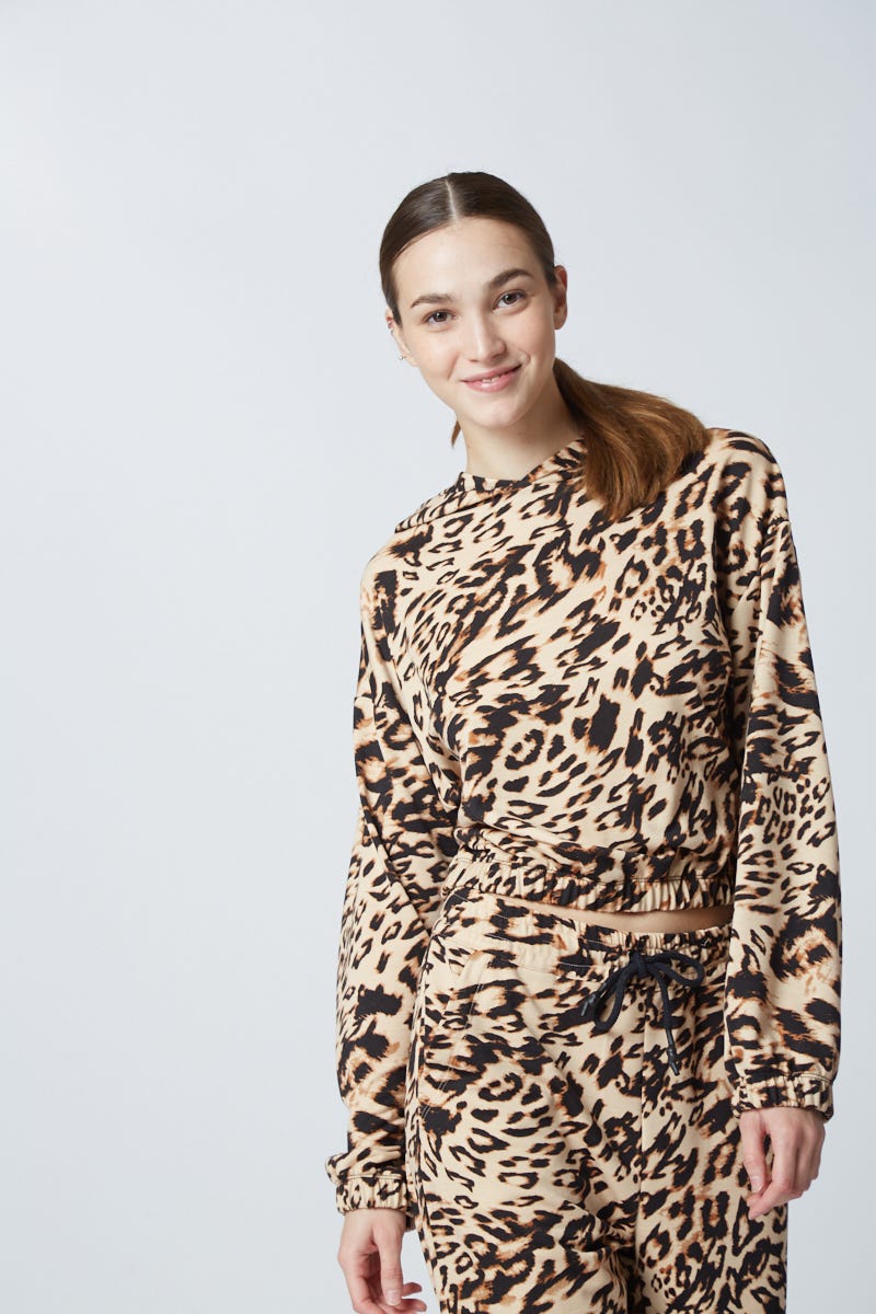 Buzo Animal Print con Capucha Negro