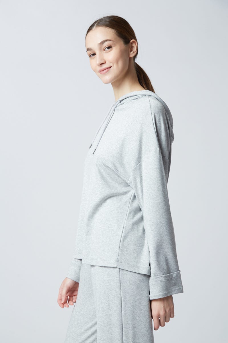 Buzo Manga Ancha con Capucha Gris Melange