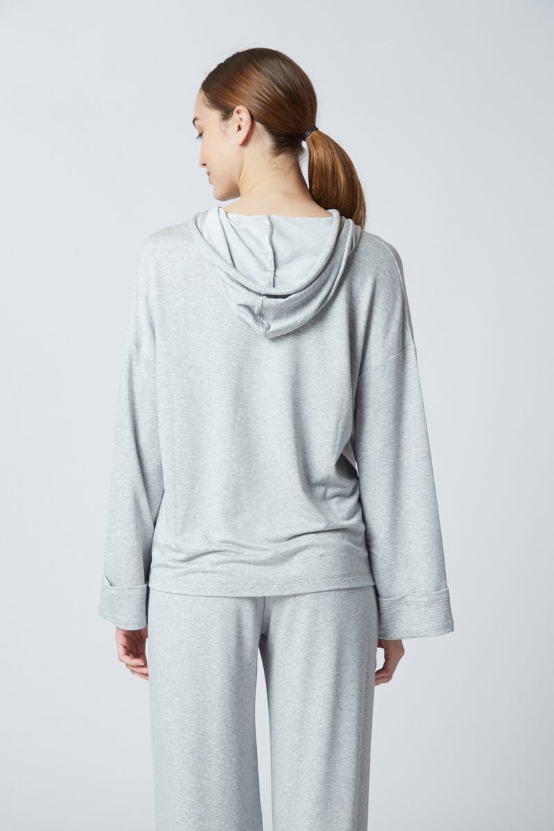 Buzo Manga Ancha con Capucha Gris Melange