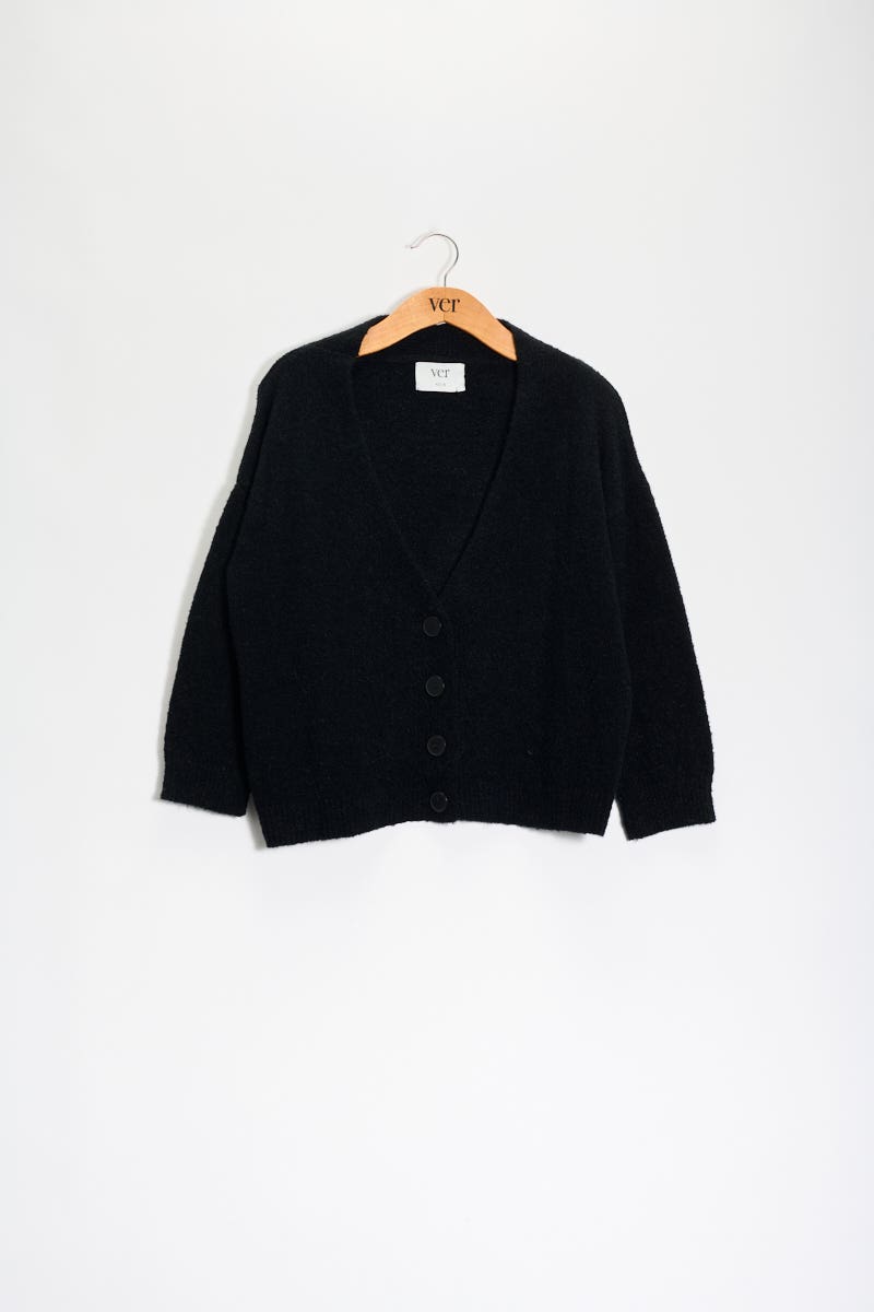 Cárdigan Abotonado Boucle Negro