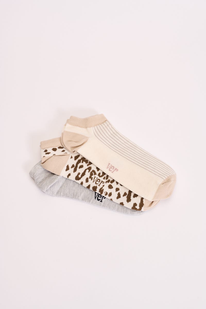 Pack X3 Soquetes Mix Animal Print, 2 Acanalado 