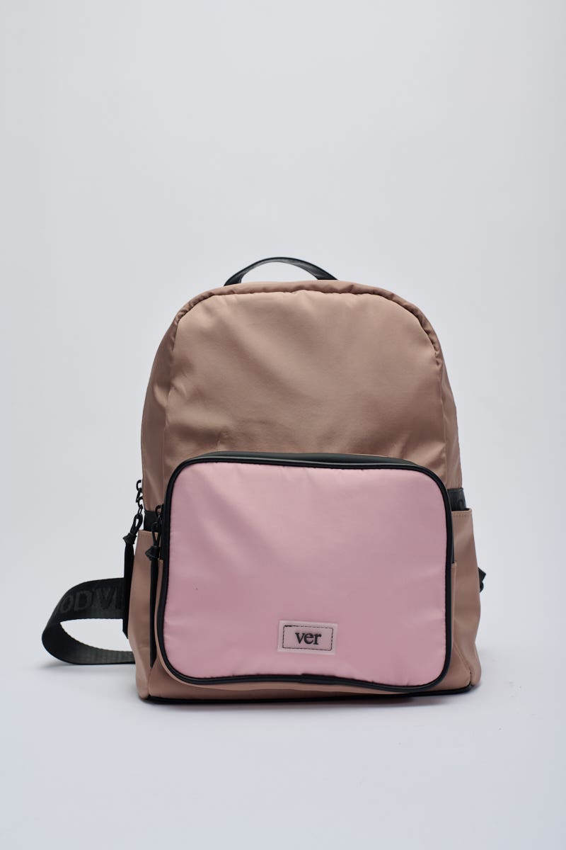 Mochila Grande Bolsillo al Frente Rosa