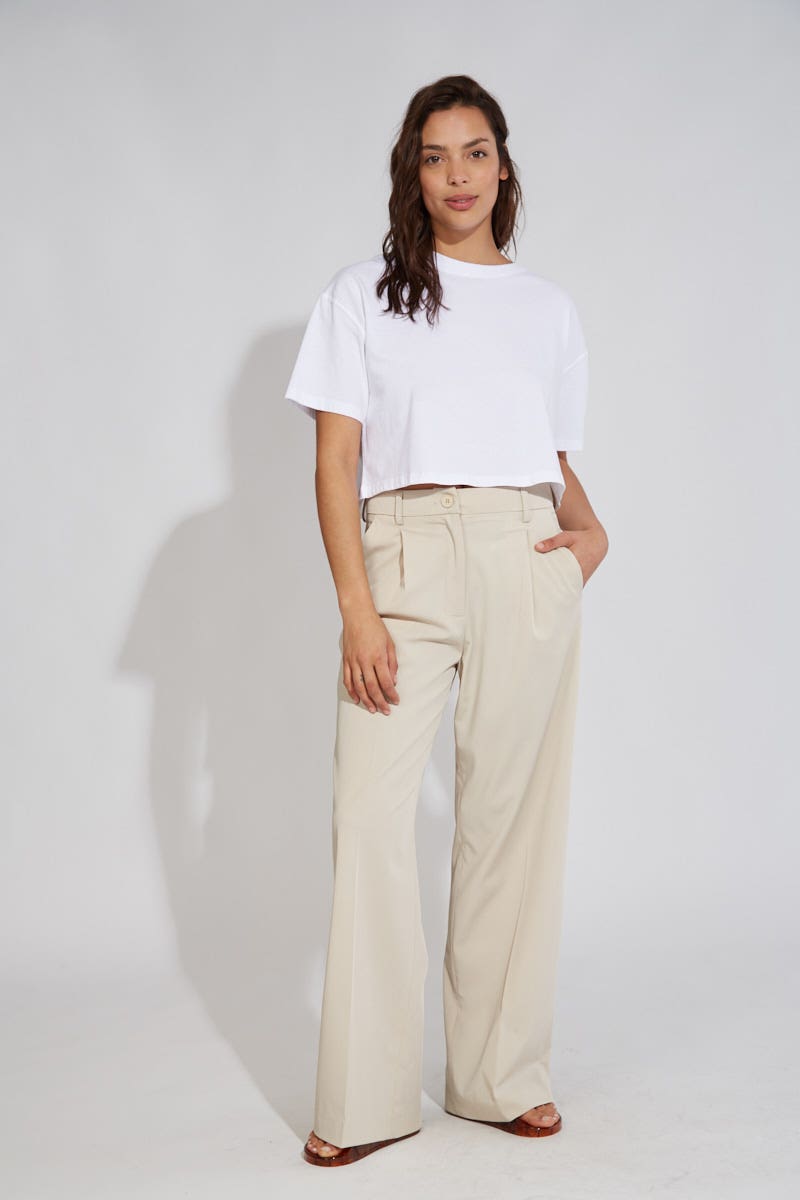 Pantalón Twill Camel Tipo Sastrero