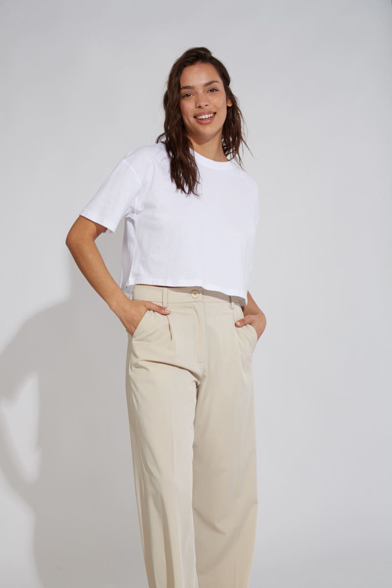 Pantalón Twill Camel Tipo Sastrero