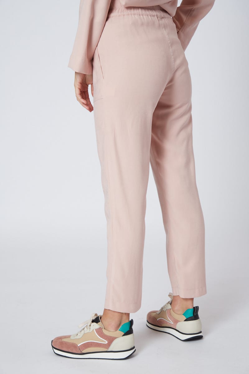 Pantalón Cintura Elastizada Y Bolsillos Plaqué Rosa