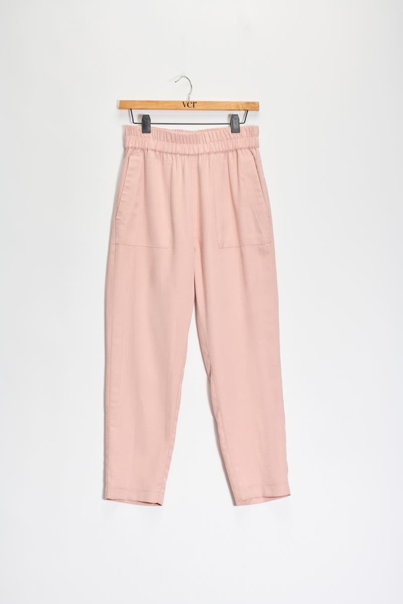 Pantalón Cintura Elastizada Y Bolsillos Plaqué Rosa