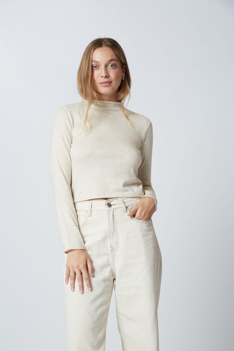 Polera Pespunte Lanilla Soft Nacar