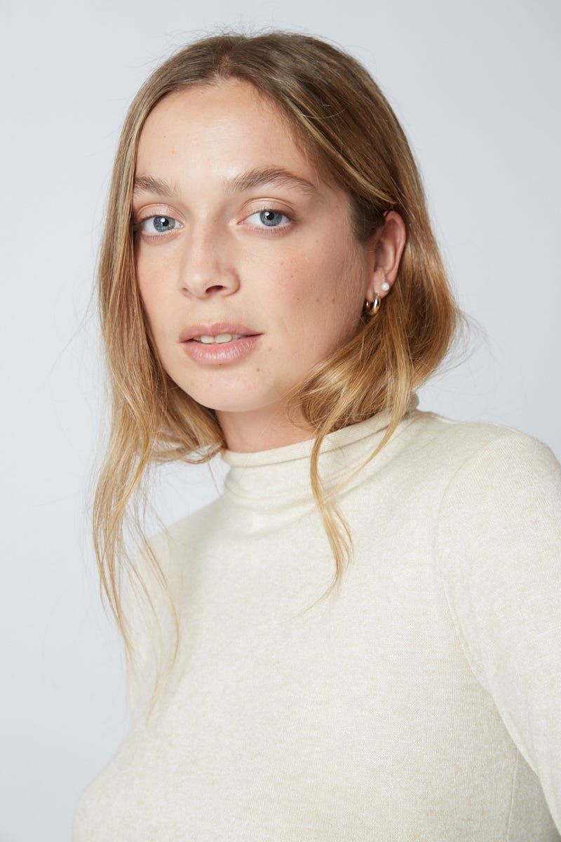 Polera Pespunte Lanilla Soft Nacar