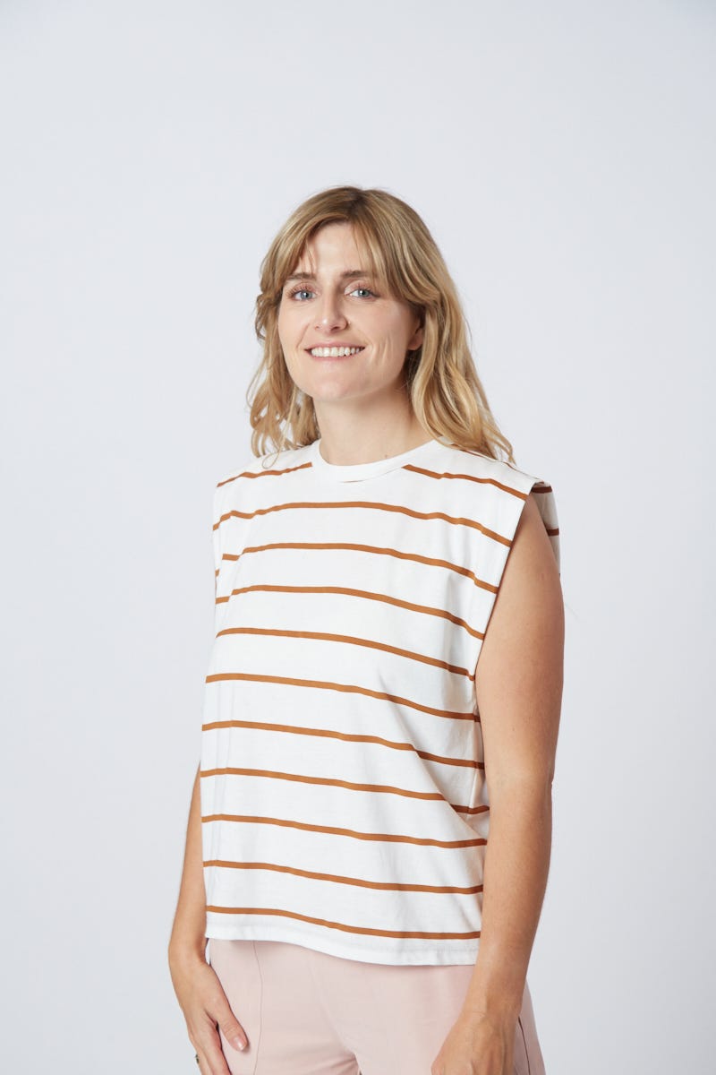 Remera Cruda Rayada Sin Mangas