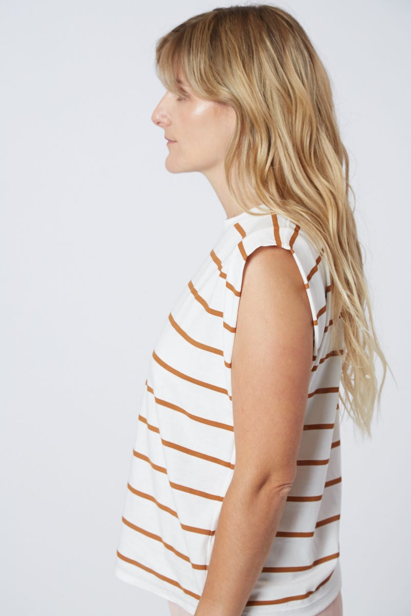 Remera Cruda Rayada Sin Mangas