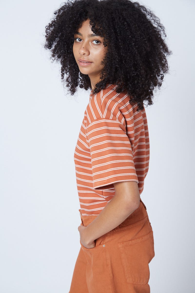 Remera Rayada Marron Syrup Frizada