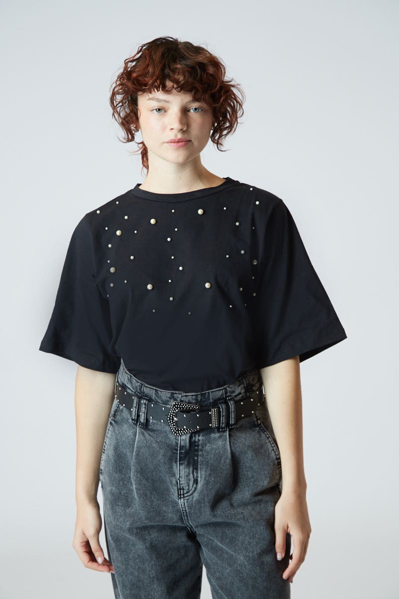 Remera Manga Acampanada con Perlas