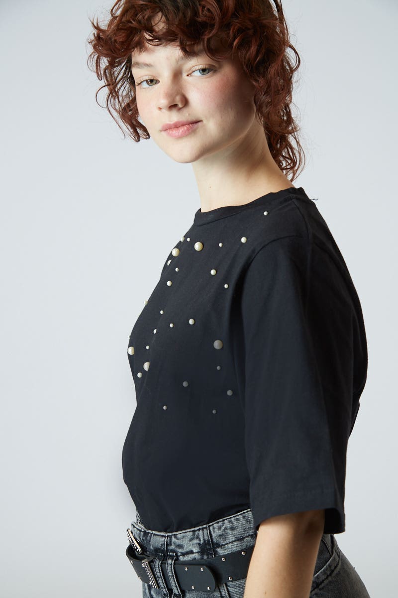 Remera Manga Acampanada con Perlas