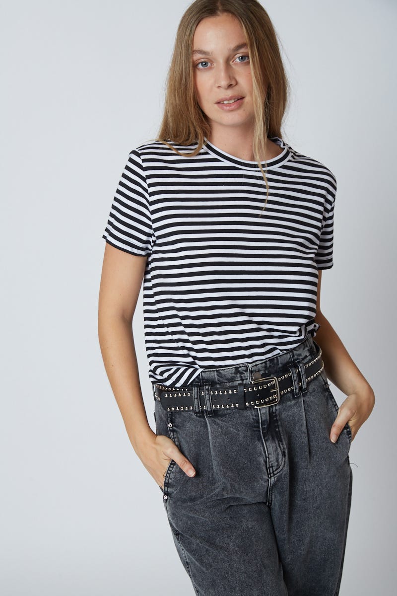 Remera Rayada Bitono Manga Corta