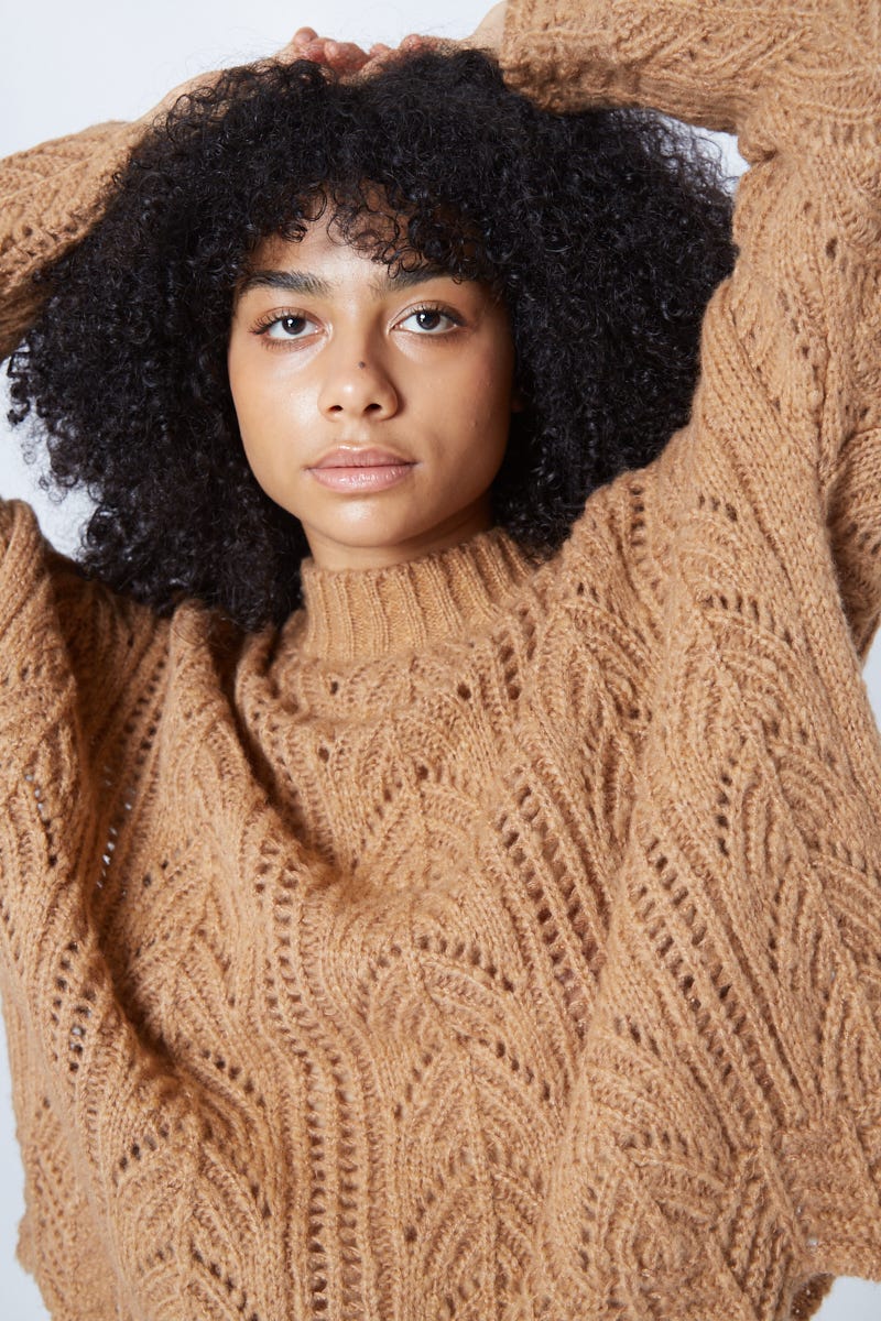 Sweater Punto Inglés Calado y Espiga