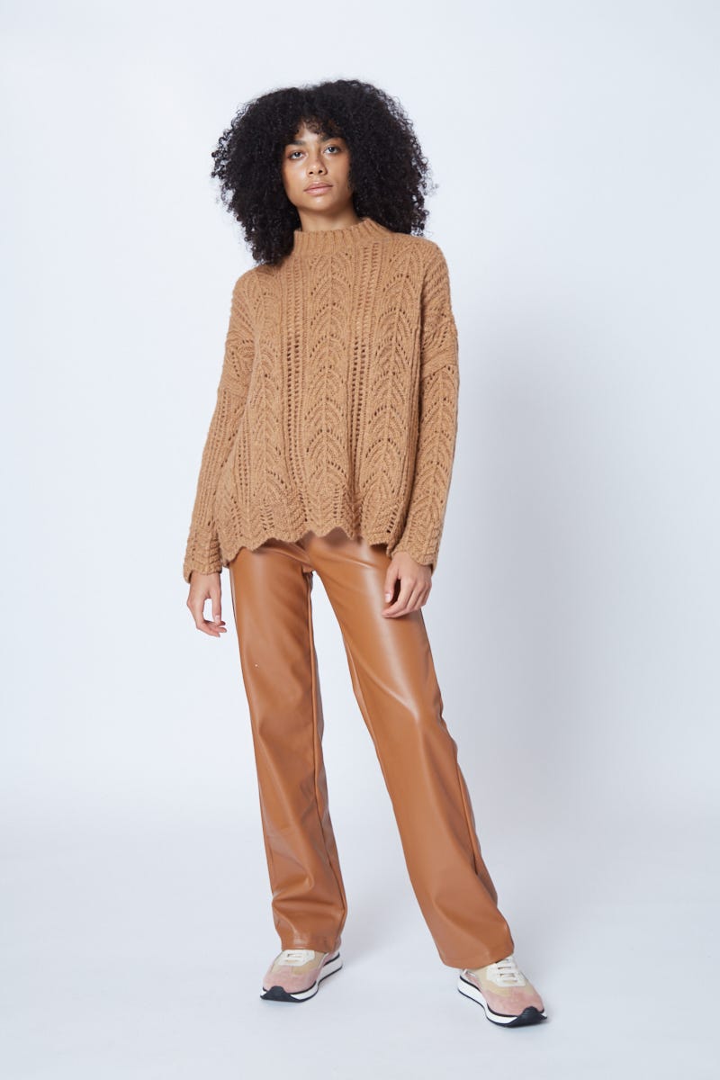 Sweater Punto Inglés Calado y Espiga