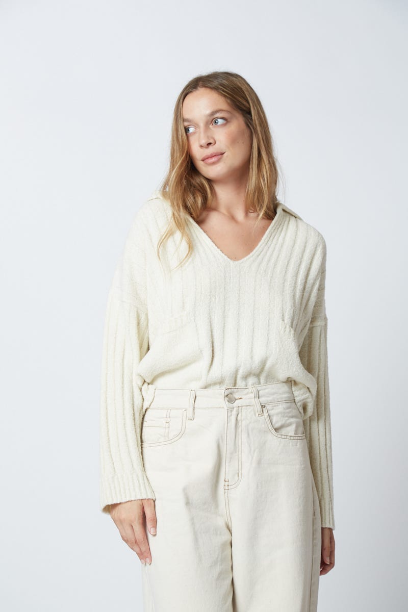 Sweater Beigé Canalé