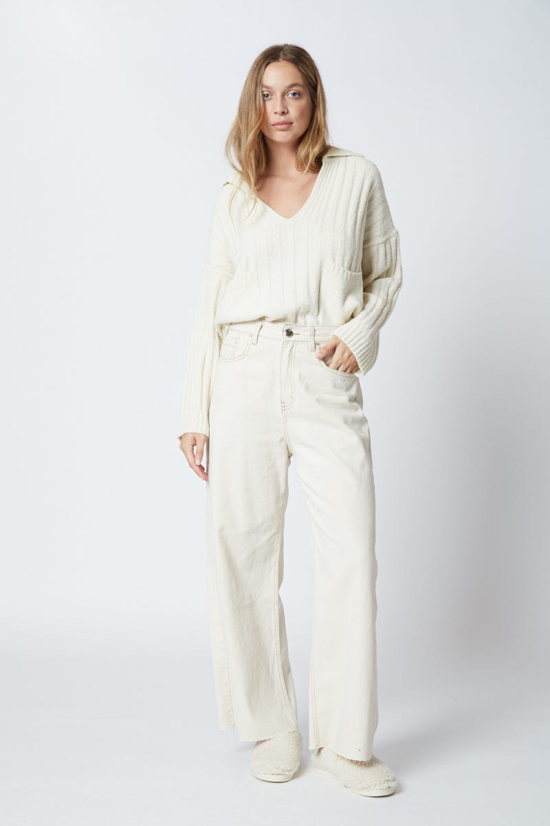 Sweater Beigé Canalé