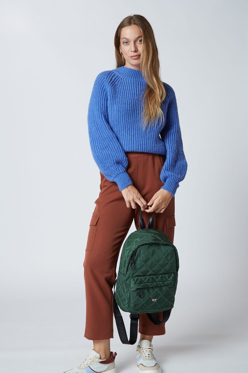 Sweater Tejido Manga Raglán Azul