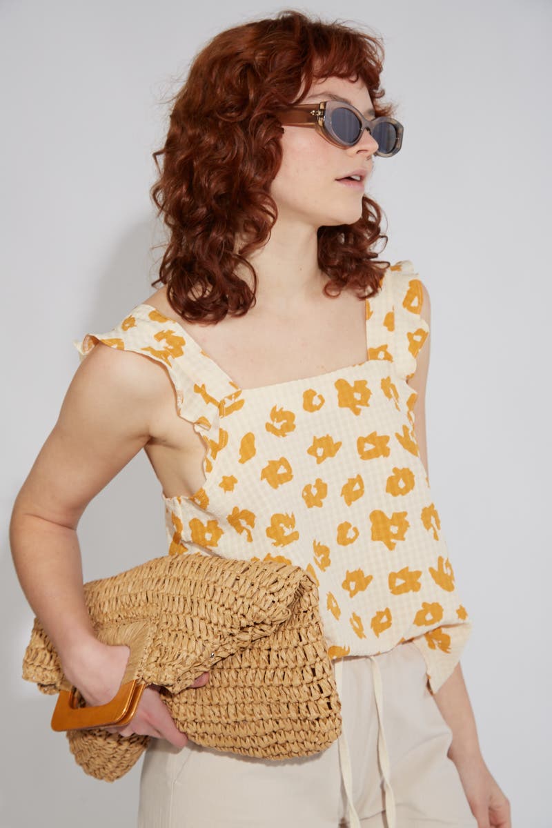 Blusa Estampada Flores Amarillas