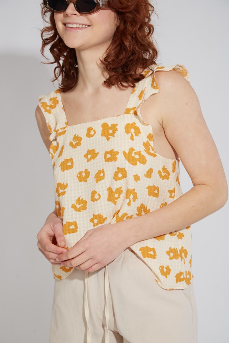 Blusa Estampada Flores Amarillas
