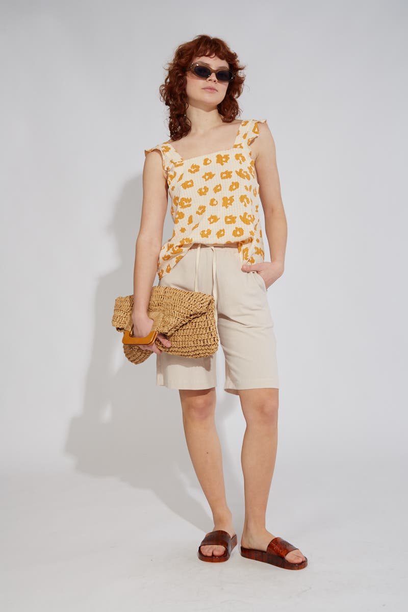 Blusa Estampada Flores Amarillas