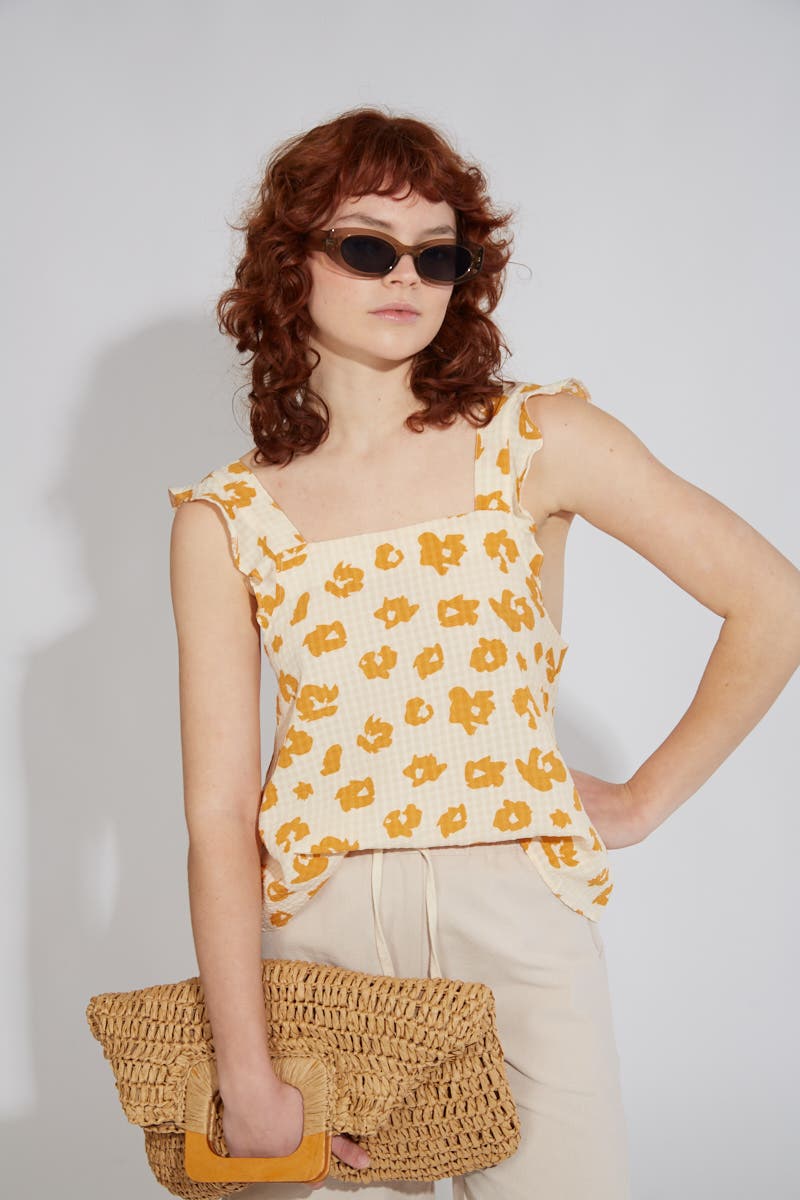 Blusa Estampada Flores Amarillas
