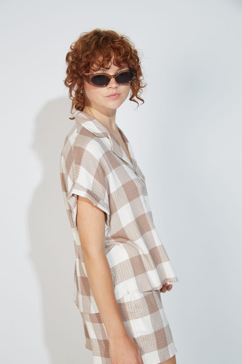 Camisa Waffle a Cuadros Vichy  