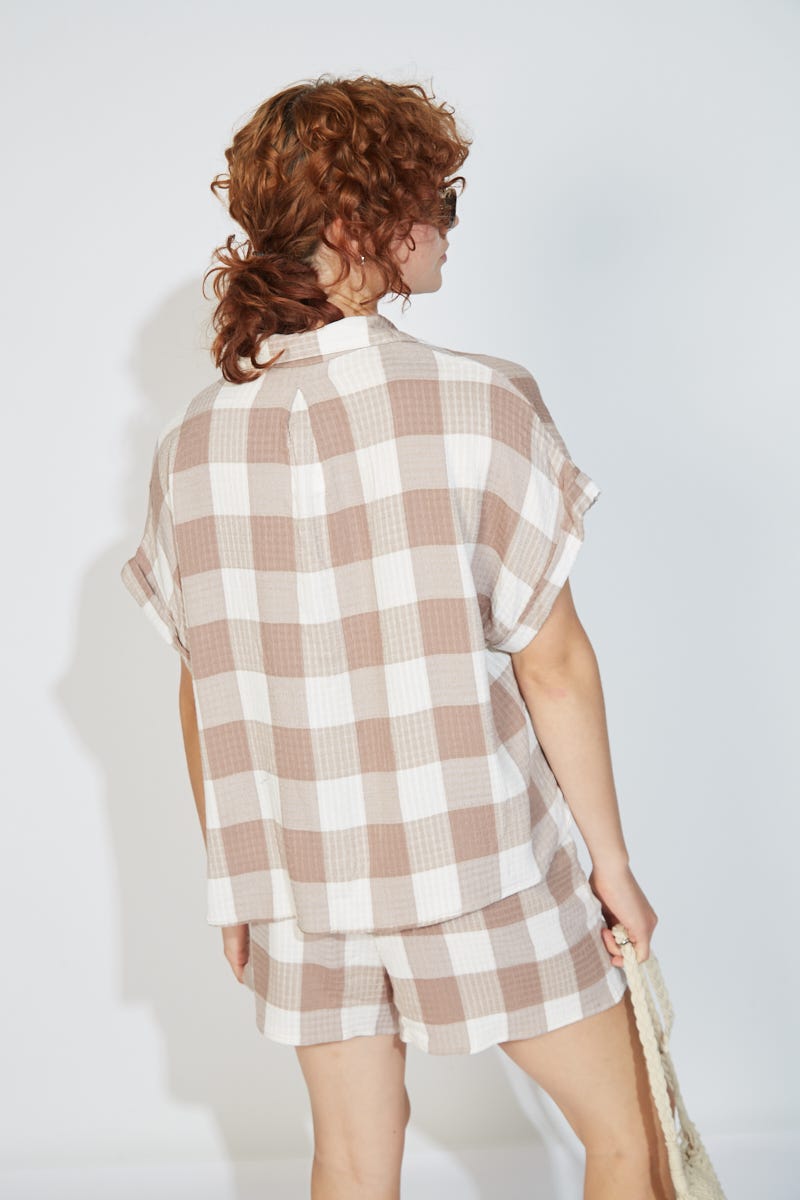 Camisa Waffle a Cuadros Vichy  