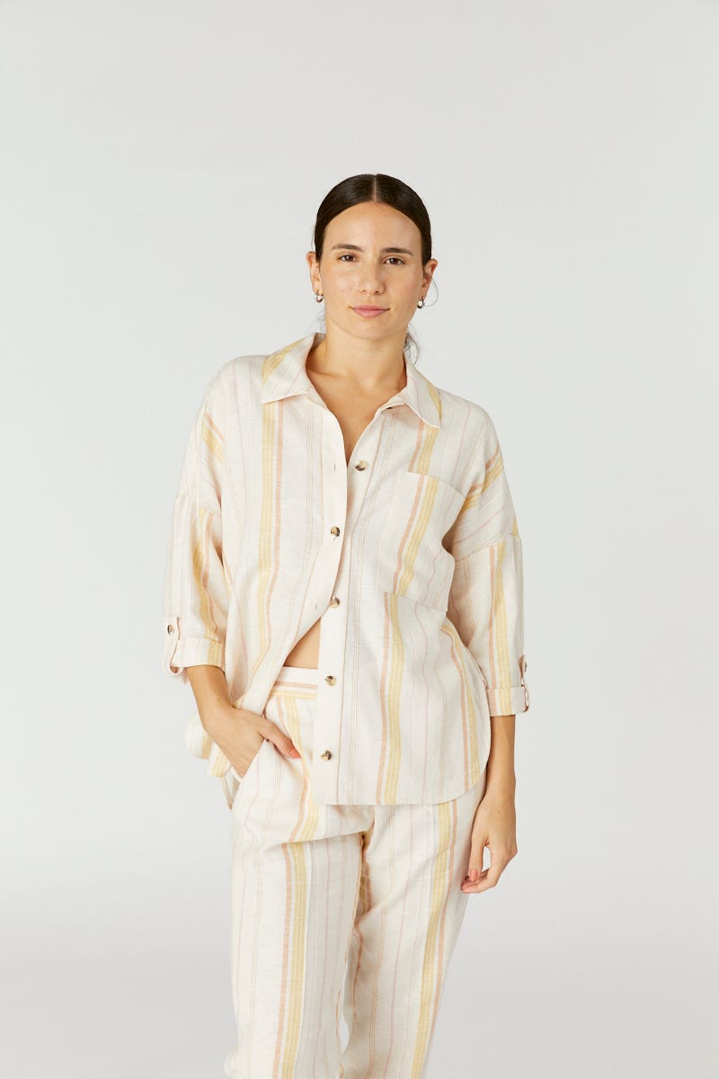 Camisa Manga 3/4 Rayas Combinadas