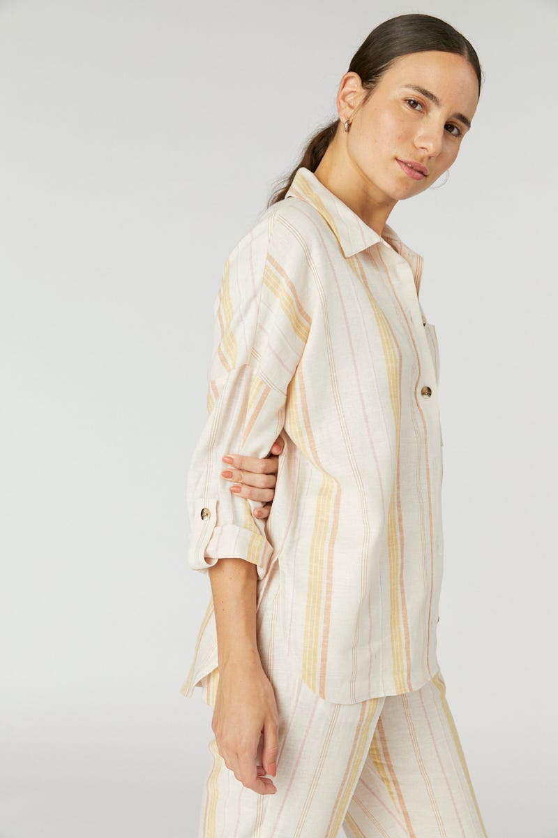 Camisa Manga 3/4 Rayas Combinadas