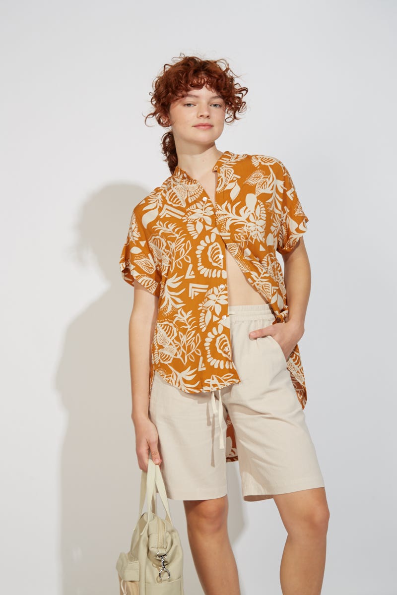 Camisa Estampa Africana Camel