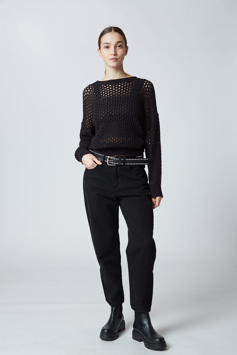 Jean Mom Fit Negro