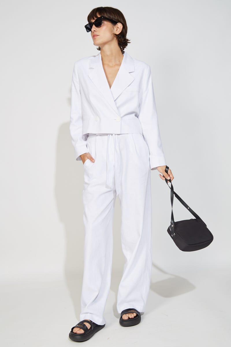 Pantalon de Lino Blanco con Lazo