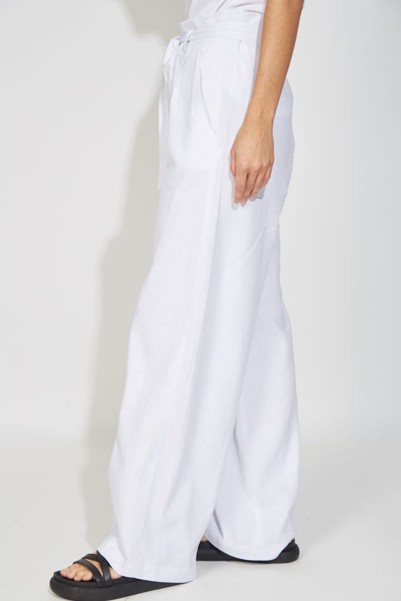Pantalon de Lino Blanco con Lazo