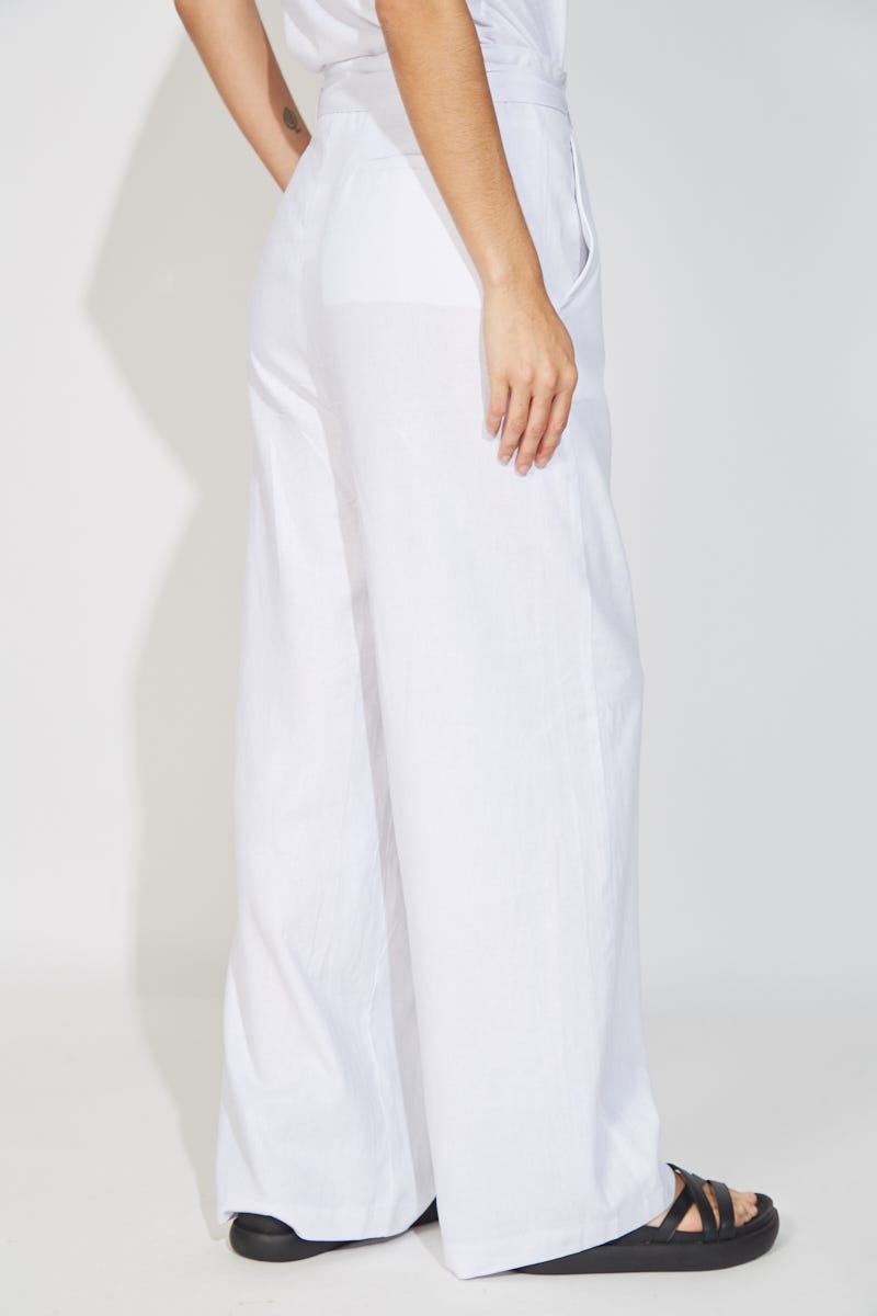 Pantalon de Lino Blanco con Lazo
