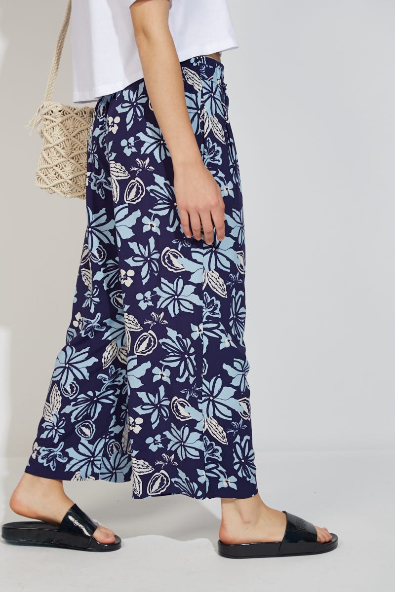 Pantalón Estampa Flores Azules