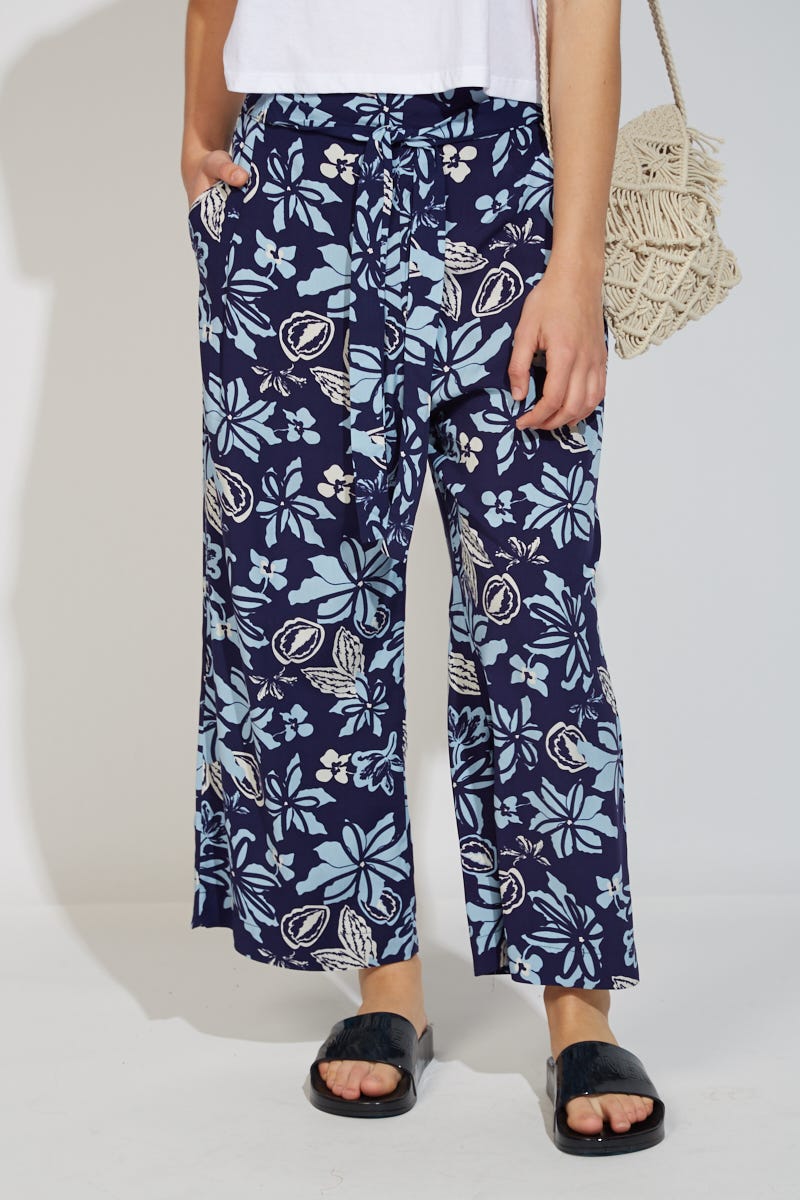 Pantalón Estampa Flores Azules