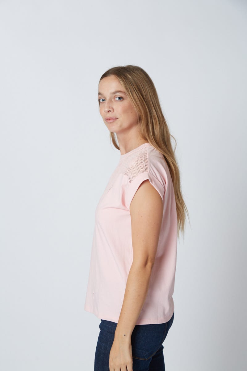 Remera Canesú de Mesh Rosa