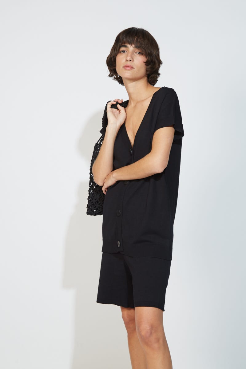Short Tejido Tiro Alto Negro