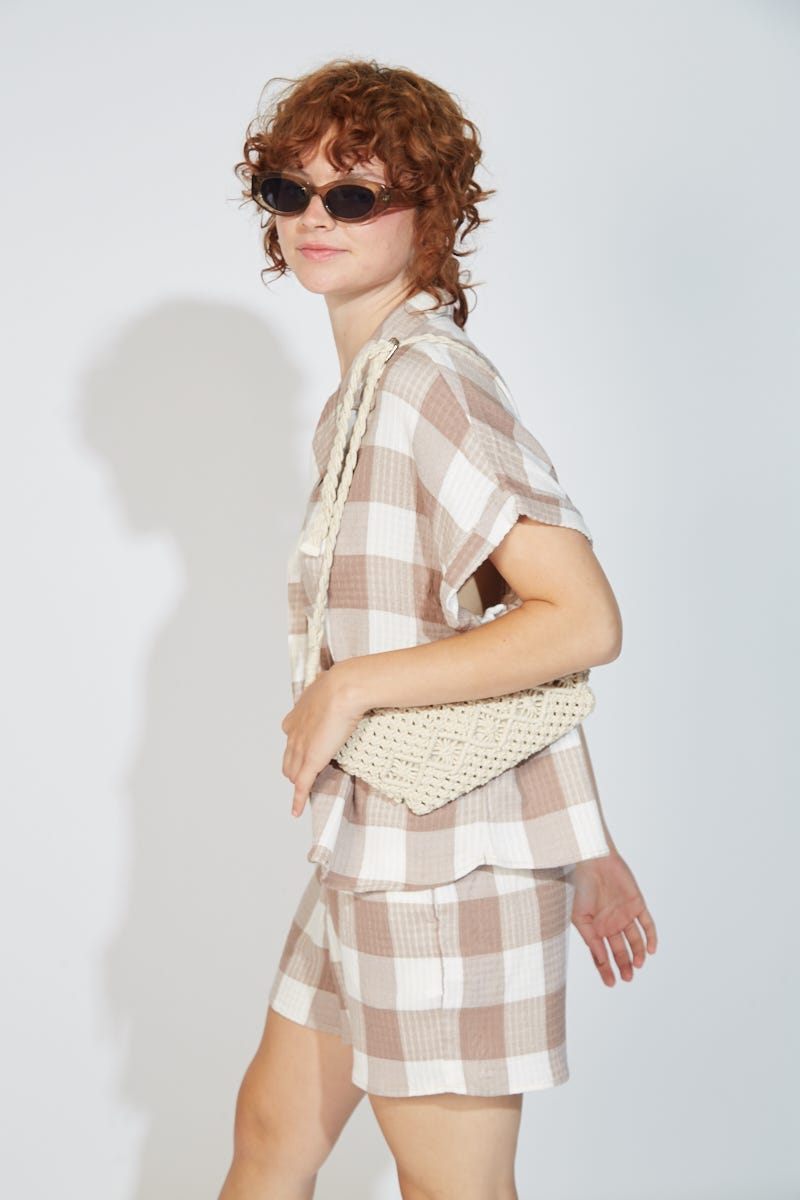 Short Cuadros Vichy Beige