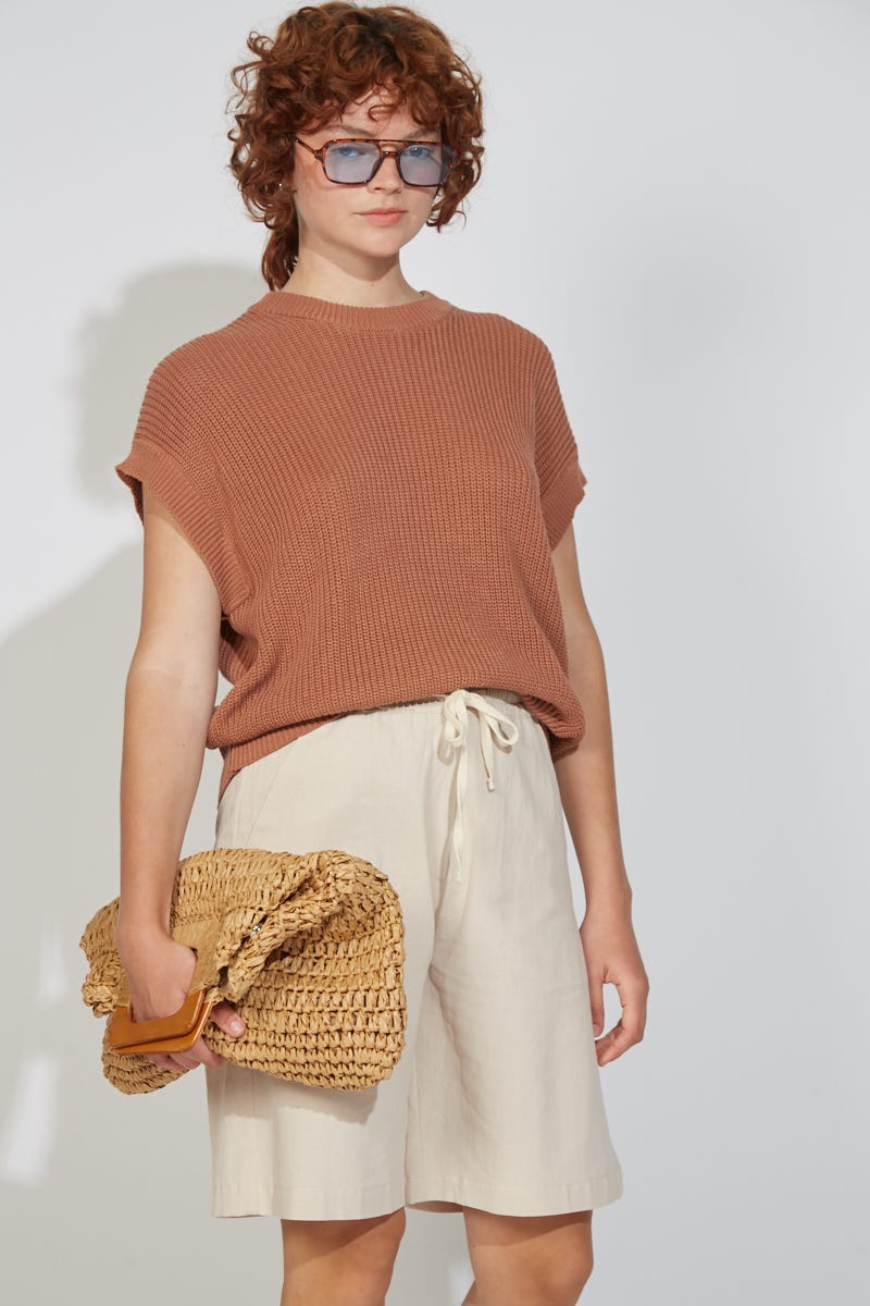 Sweater Sin Mangas Marrón Avellana
