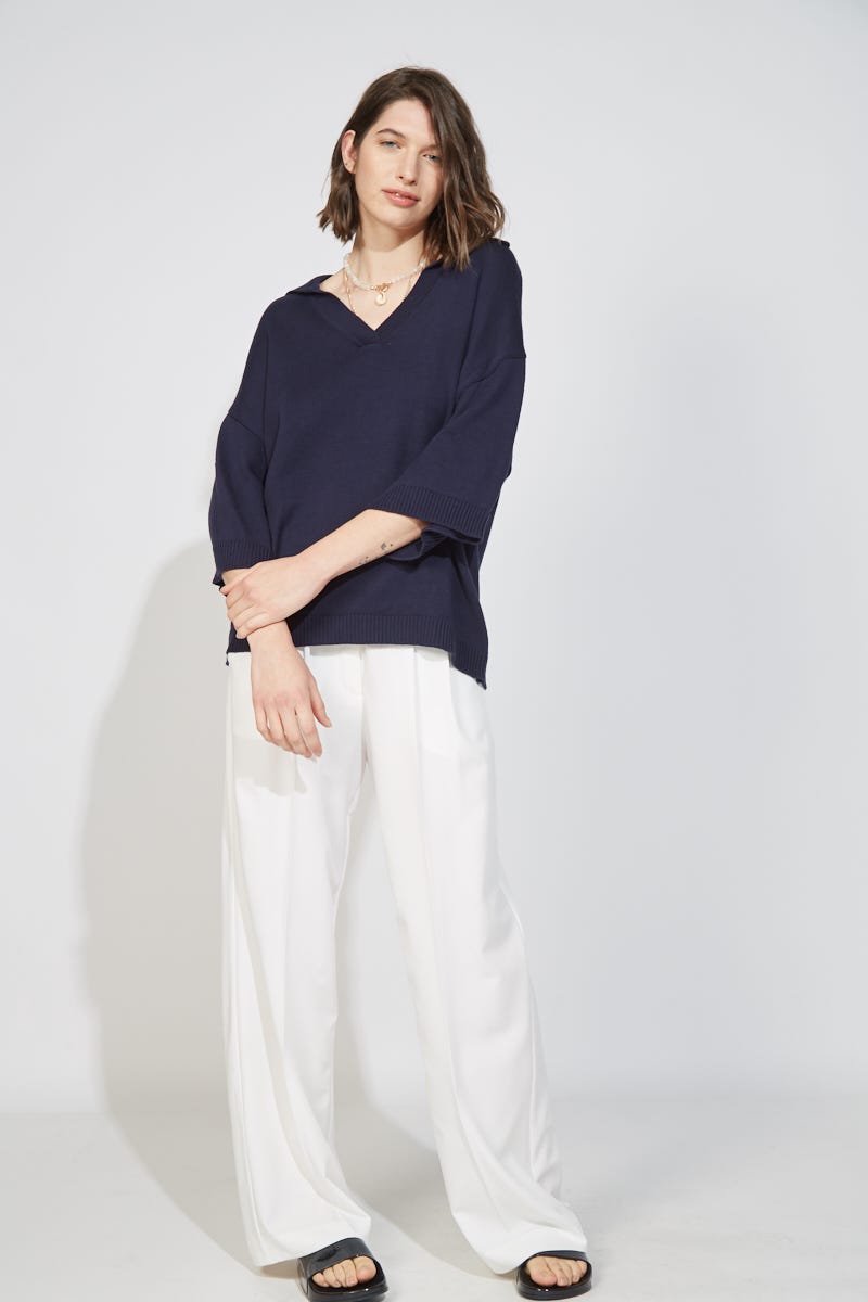 Sweater Escote V Azul Marino