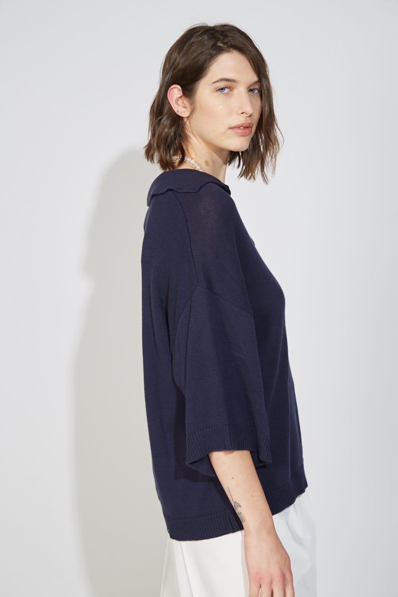 Sweater Escote V Azul Marino