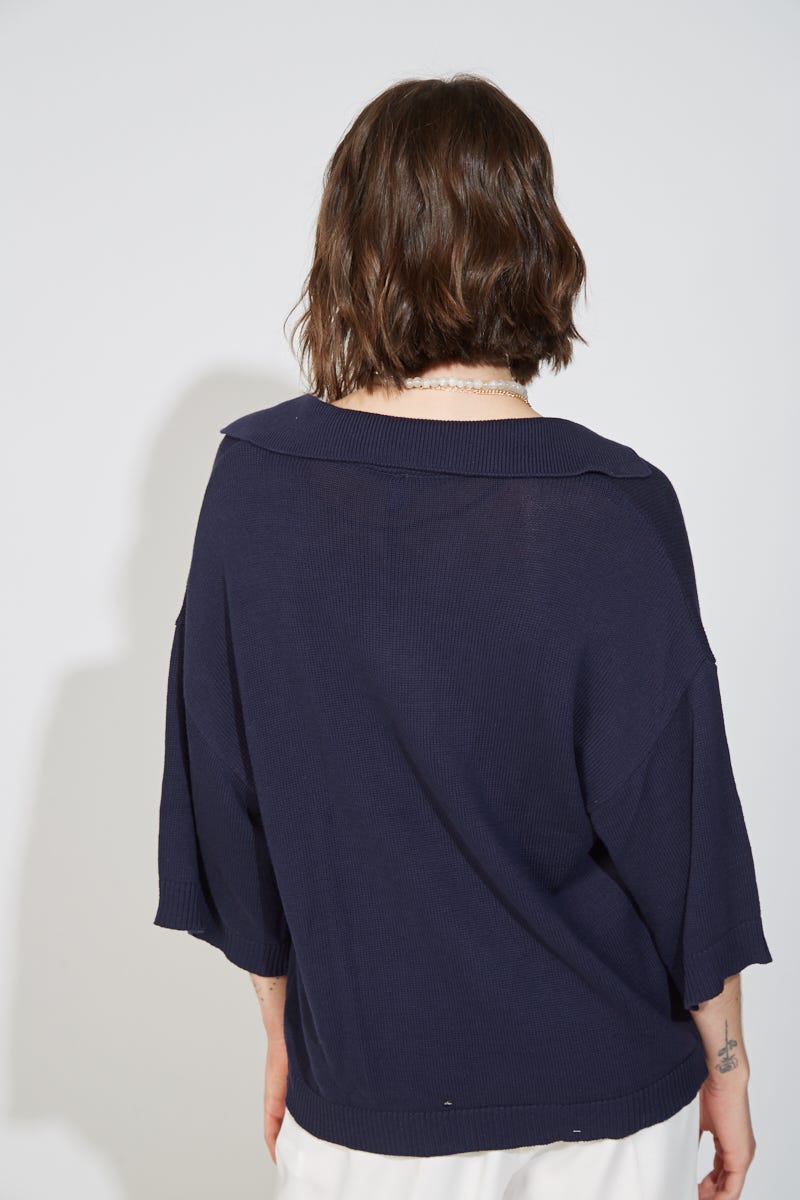 Sweater Escote V Azul Marino