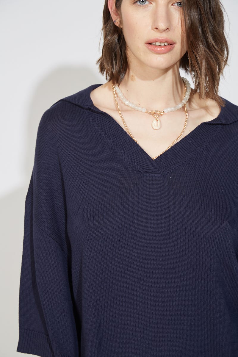 Sweater Escote V Azul Marino