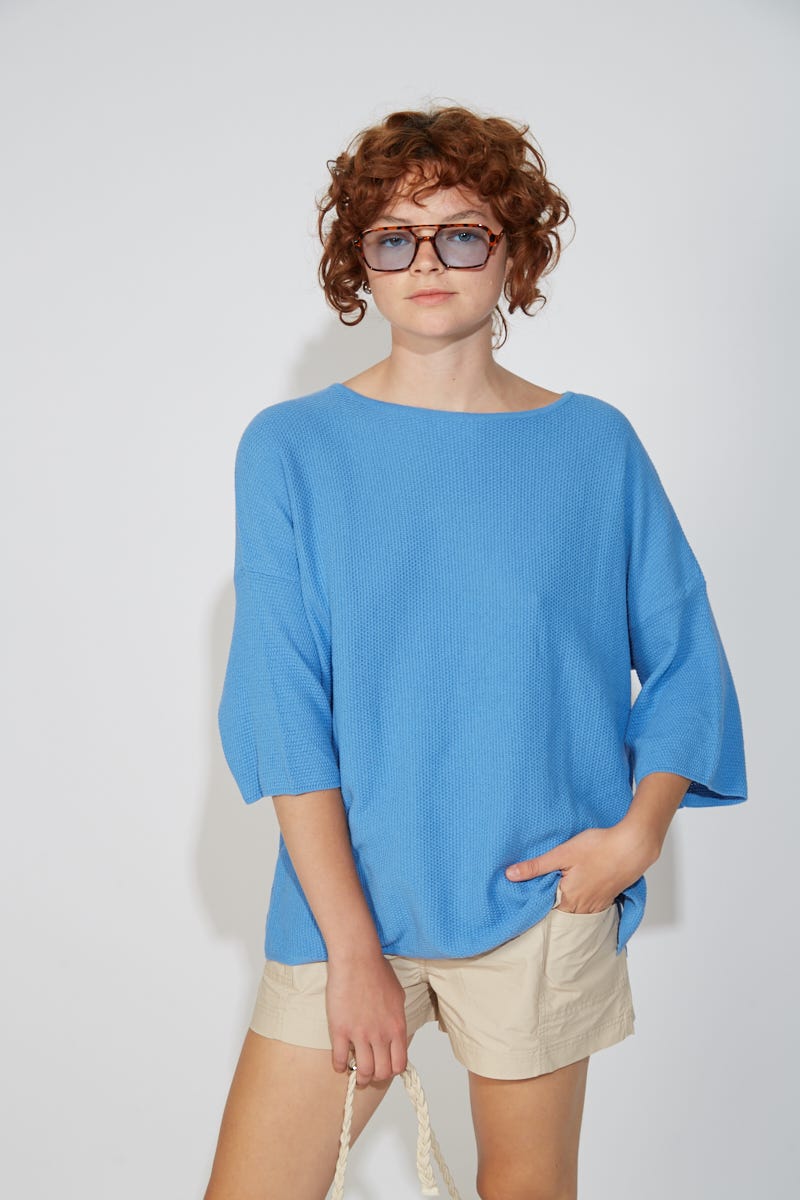 Sweater Mangas 3/4 Celeste