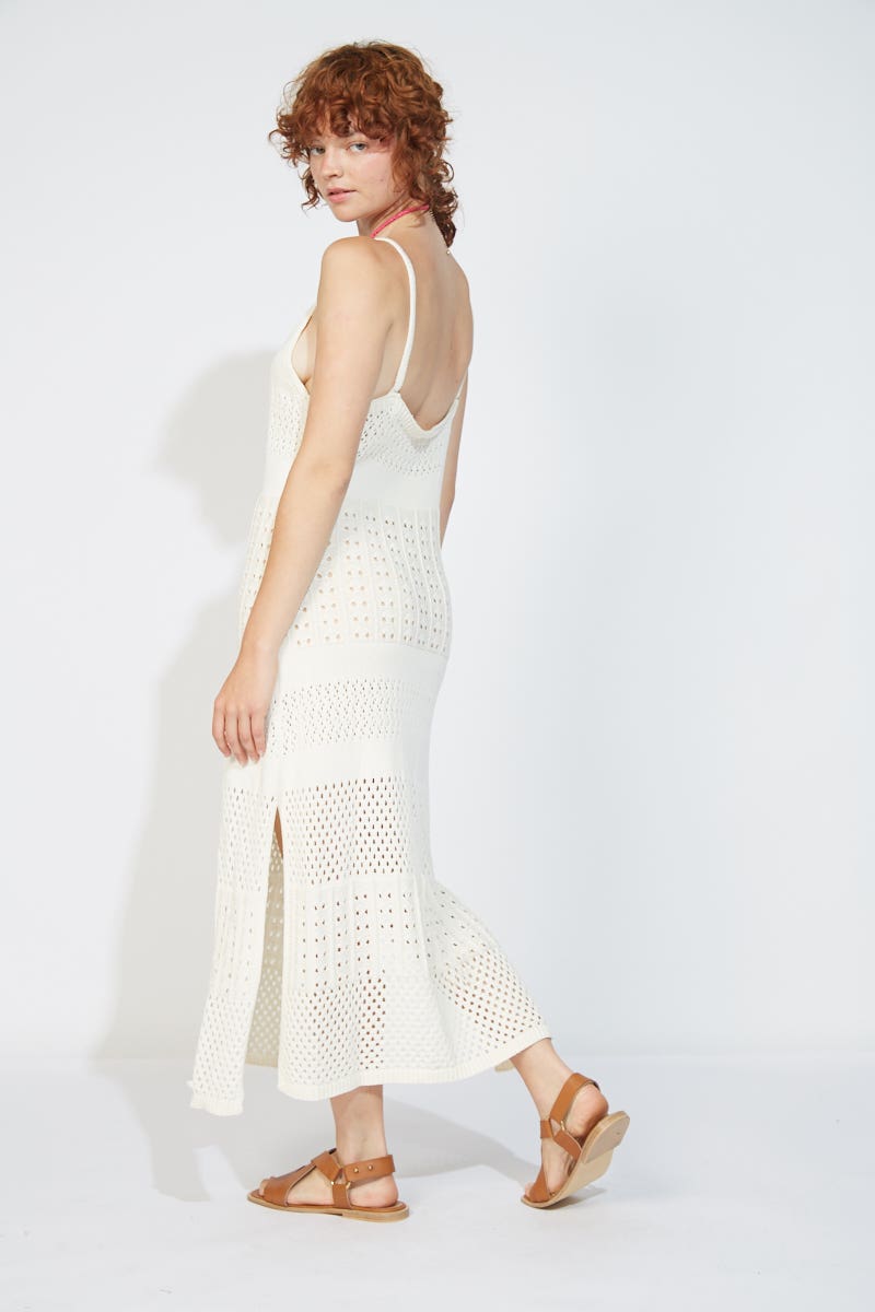 Vestido Punto Calado Crudo